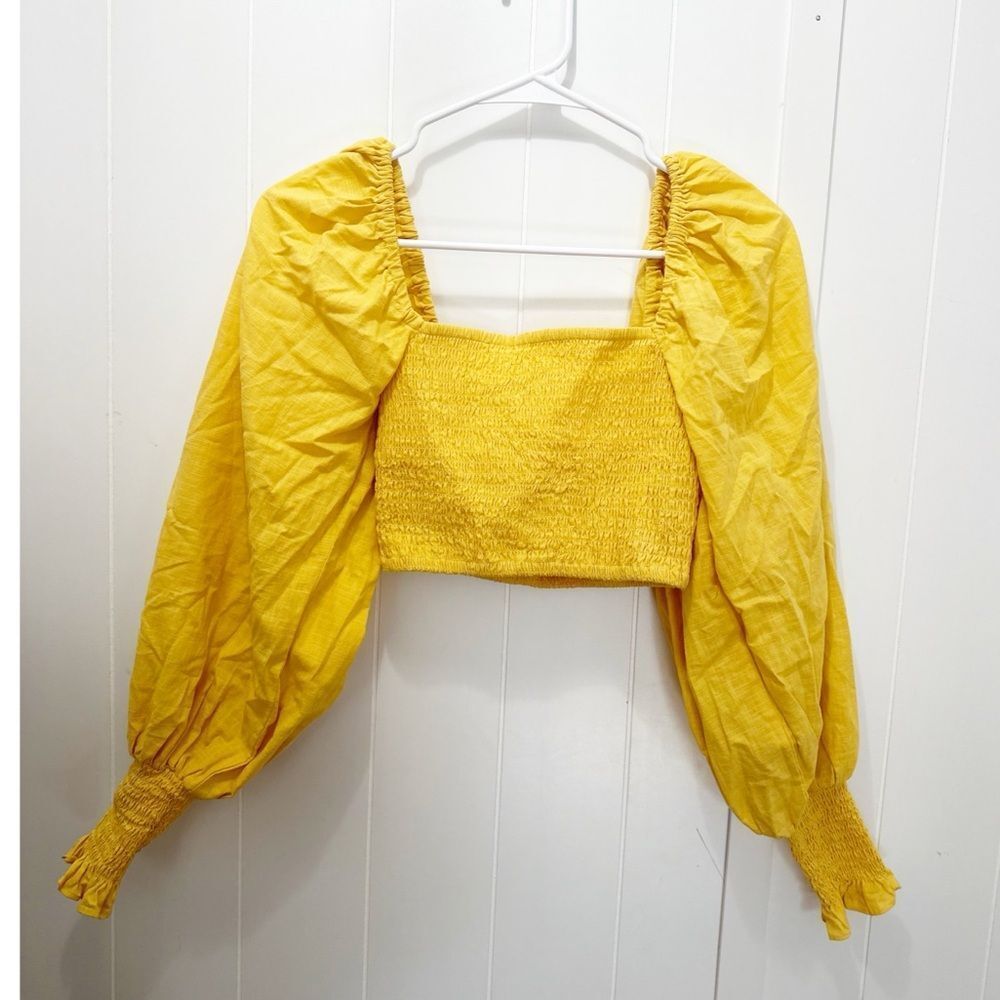 Sabo skirt long sleeve crop top yellow size extra small